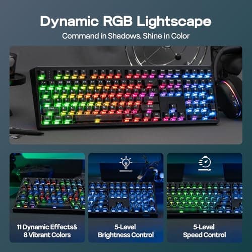 EPOMAKER HE108 Wireless Hall Effect Keyboard, 8K Polling & 0.125ms, SOCD & Snap Key, 10000mAh, Adjustable Trigger, Shine Through Keycap&RGB, Thocky Gasket, Custom Software, Gaming Keyboard (Black) — view 3