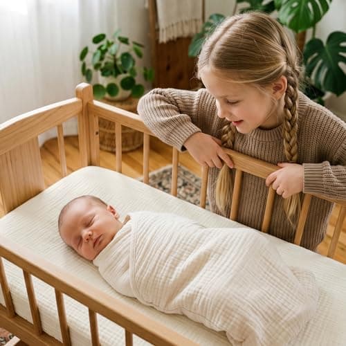 Muslin Bassinet Sheets 2 Pack, Soft Breathable Fitted Sheets for Bedside Sleeper Bassinet, 33x20 Inch, Snug Fit Baby Bassinet Mattress Cover for Newborn Boys Girls (Gentle Colors)