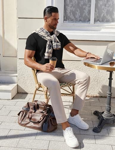 COOFANDY Mens Summer Shirts Henley Cotton Mens T Shirts Casual Undershirt Base Layer Short Sleeve Black — view 2
