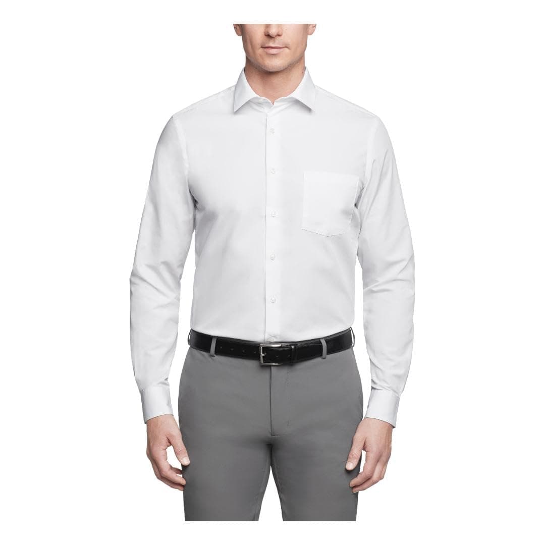 Van Heusen Mens Dress Shirt Regular Fit Poplin SolidDress Shirt — view 3
