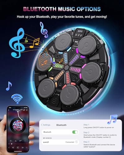 Music Boxing Machine for Kid & Adults, Music Punching Machine with Rhythm Light, Smart Training Equipment with Boxing Gloves, Sports Toy Gift for Kid & Adults (Black) — view 3
