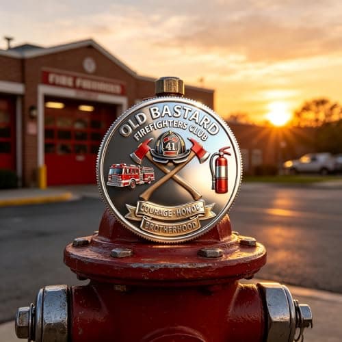 Firefighters Club Honor Coin, Firefighter Challenge Coin, Old Bastards Firefighters Club Commemorative Coins, Courage Honor Brotherhood Coins, Gift for Firefighters (10pcs) — view 3