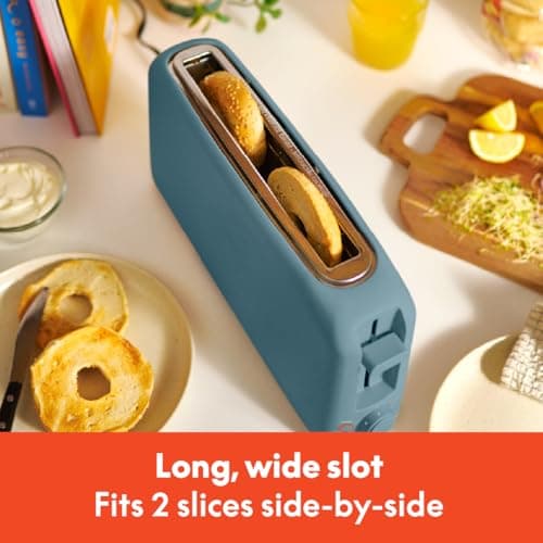 bella 2 Slice Slim Toaster, Fits-anywhere™ Kitchenware, 6 Setting Shade Control with Reheat & Cancel Buttons, Fits Sourdough, 10” Long Slot, Anti Jam & Auto Shutoff, 900 Watt, Surf — view 2