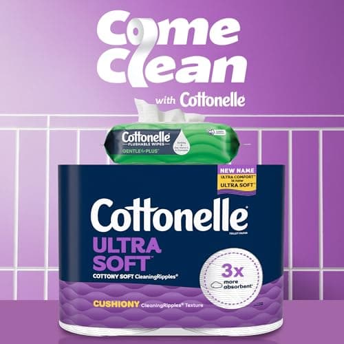 Cottonelle Ultra Soft Toilet Paper with Cushiony CleaningRipples Texture, Strong Bath Tissue, 24 Family Mega Rolls = 108 Regular Rolls (4 Packs of 6) — view 3