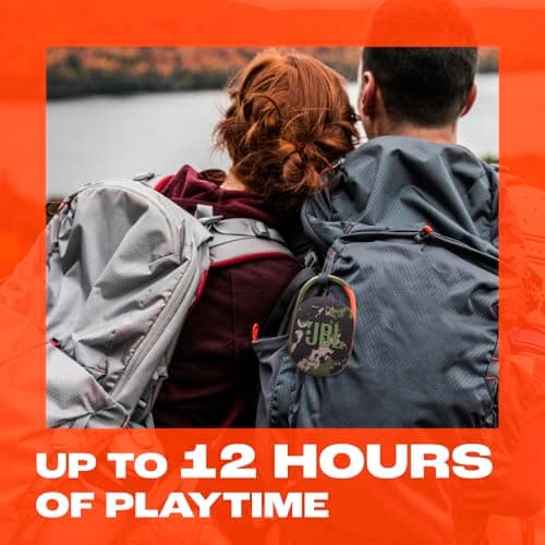 JBL Clip 5 - Ultra-Portable, Waterproof & Dustproof Bluetooth Speaker, Big Pro Sound with Punchy bass, Integrated Carabiner, Up to 12 Hours of Play, Recycled Materials (Black & Orange) — view 2