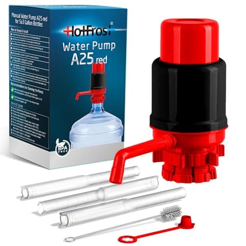HotFrost Manual Water Pump for 5 Gallon Jug & Bottle – Non-Electric 5 Gallon Water Dispenser, Universal Hand Pump with 3 Adjustable Tubes, 53mm Screw Top Adapter, Spout Cap & Cleaning Brush, BPA-Free — view 3