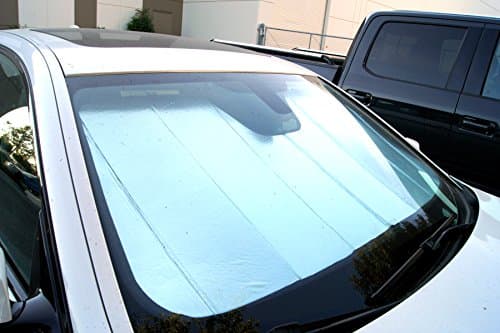 Front Car Windshield Sun Shade Compatible with 2009-2015 BMW F01 F02 750i 750iL | Custom Fit Visor Accordion Fold Style Sun Protector | Silver & Grey 1-pc Set | SS-025 — view 2