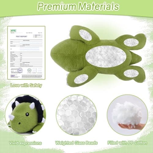 SQEQE Weighted Triceratops Dinosaur Plush, Weighted Stuffed Animal Dinosaur for Comforting Hugs, Soft Plushie Toy Pillow Gift for Kids, Valentines Birthday Decoration 9.8 Inch, 0.8 Lb — view 3