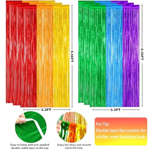 OHOME Back to School Decorations - Rainbow Streamers Backdrop Banner - Last Day of School Decorations for Classroom Decor | Rainbow Party Decorations for Cinco De Mayo Engagement Pride Fiesta Birthday