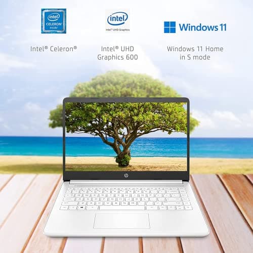 HP Latest Stream 14" HD Laptop, Intel Celeron Processor, 4GB Memory, 64GB eMMC Storage, Fast Charge, HDMI, Up to 11 Hours Long Battery Life, Office 365 1-Year, Win 11 S, Microfiber Bundle, White — view 2