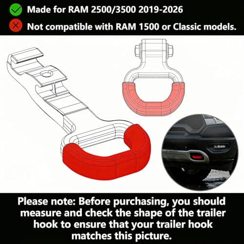 Customized Front Tow Hooks Covers for RAM 2500/3500(2019-2026) -Hitch Cover,Protect and Enhance Your Vehicle’s Front End,Red Finish — view 3
