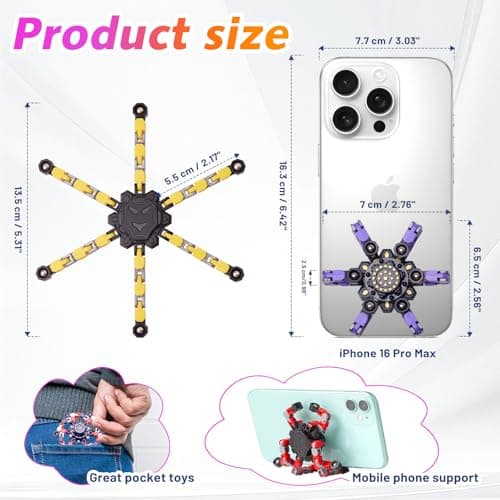 Gokeey Transformable Fidget Spinners Toys 4 Pcs for Kids and Adults Stress Relief Sensory Toys for Boys and Girls Age 8-13 Fingertip Gyros Party Favors Birthday Gifts for Teens Road Trip Travel Toy — view 4