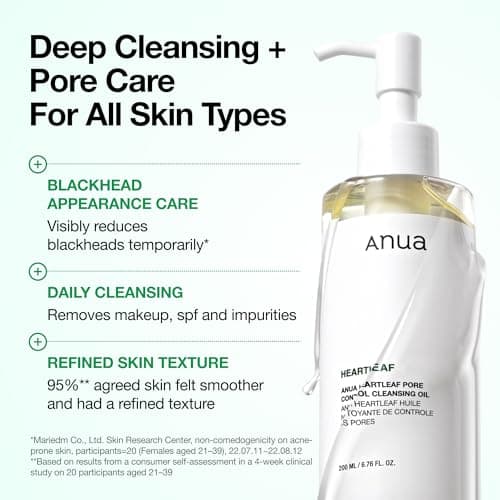Anua Heartleaf Pore Control Cleansing Oil, Pore Cleanser, Sebum Care, Gentle Melting Oil Cleanser for Face, Safe For All Skin Type, Daily Hydrating Makeup Remover, Korean Skin Care (6.76fl.oz) — view 4