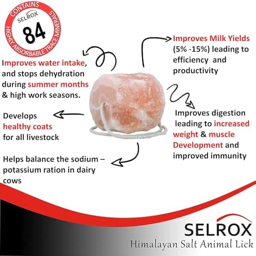 Selrox Himalayan Salt Animal Lick, 100% Pure Rock Salt, for Horses, Cattle, Goats, Sheep, Deer, 80+ Minerals, Supports Digestion and Immune Function — view 3