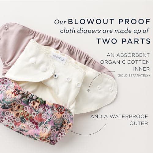 Esembly Cloth Diaper Cover - Reusable Swim Diaper, Waterproof, Breathable - Adjustable Outer Layer Over Absorbent Inner for Blowout Protection - Ink, Size 2 (18-35lbs) — view 4