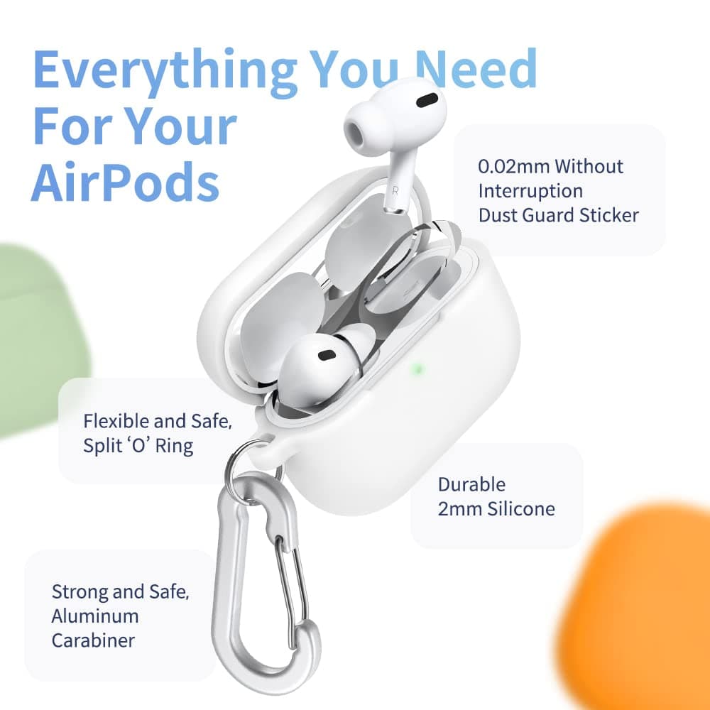 [3 in 1] AirPods Pro 3 Silicone Case + Anti-Lost Carabiner + Dust Guard Metal Film, Protective Cover with Keychain for Apple AirPods Pro3 (2025) — view 4