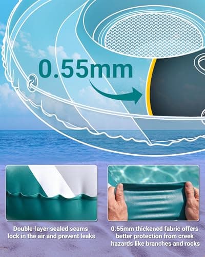 River Tube for Adults, Tube for River Floating, Heavy Duty River Tube for Beach Lake Rafting, River Floats with Mesh Bottom, Puncture-Resistant, Breathable & Fun for Adults, CQ08GNXS-39'' — view 4