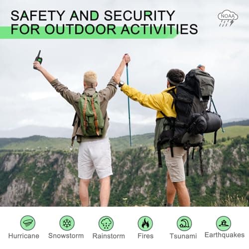 Walkie Talkies Long Range for Adult, MT10 Rechargeable Walkie Talkies FRS Two Way Radio, NOAA, 1200mAh Li-ion Battery USB-C Cable, LED Flashlight, VOX Walkie Talkie for Hiking Camping 2Pack — view 4