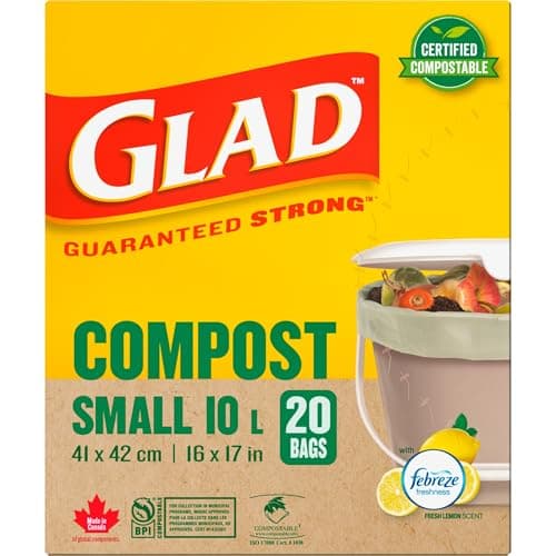 Glad Certified Compostable Bags - Small 10 Litres - Lemon scent 20 Compost Bags