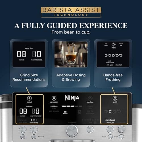 Ninja Espresso Machine, Luxe Café Premier Series, Drip Coffee Maker and Rapid Cold Brew, Integrated Grinder, Assisted Tamper, Hands-Free Frother, ES601C (Canadian Version) — view 3