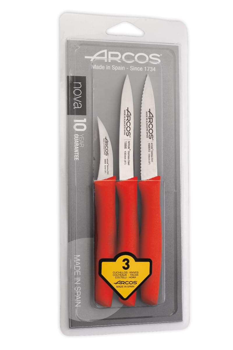 ARCOS Juego de 6 Cuchillos Mondadores con Hoja de 100mm en Acero Inoxidable y Mango de Polipropileno. Set de Cuchillos de cocina para Pelar Apto para Lavavajillas. Serie Nova. Color Negro — view 32
