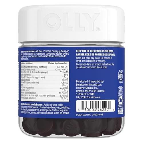 OLLY Men's Multi Gummy Supplement with no artificial flavours and colours Blackberry Blitz multivitamin to help support men's health 45 day supply 90 gummies — view 2