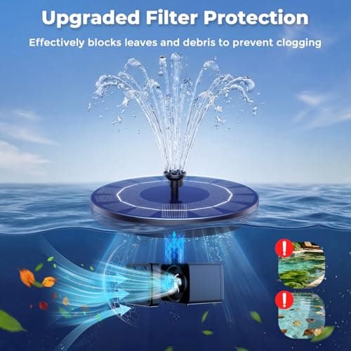 AISITIN Solar Fountain, 2.5W Solar Water Fountain Pump with 6 Nozzles & 4 Tube Supports, 6.7" Solar Powered Fountain for Garden, Pond, Pool, Fish Tank, Aquarium Outdoor — view 4