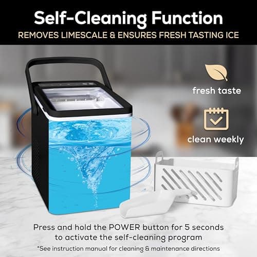 Igloo Premium Self-Cleaning Countertop Ice Maker Machine, Handled Portable Ice Maker, Produces 26 lbs. in 24 hrs. with Ice Cubes Ready in 6-8 Minutes, Comes with Ice Scoop and Basket — view 5