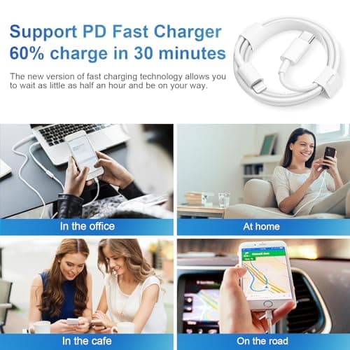 iPhone 14 13 12 Charger Fast Charging 20W USB C Wall Charger with 6FT Cable — view 7
