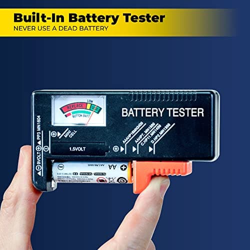 Ontel Battery Daddy Storage & Organizer Case w/Tester, Stores & Protects Up to 180 Batteries, Double-Sided, Clear Locking Lid, Secure Latches & Portable Carrying Handle - Red (Batteries Not Included) — view 5