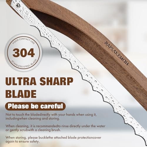 RAPSAKEMOH Bread Knife for Homemade Bread sourdough,Bread slicer for Homemade Bread, Sourdough bread knife, Baguettes and More Cuts Thin,Bow Design Easy to Cutting Even Slices — view 4