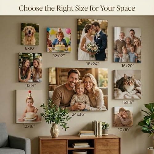 TWING Custom Canvas Prints with Your Photos, 8x10 Personalized Ready-to-Hang Photo Canvas Wall Art, Fathers Day Gift for Dad, Stretched Canvas Print for Family, Wedding, Pet & Home Decor — view 3