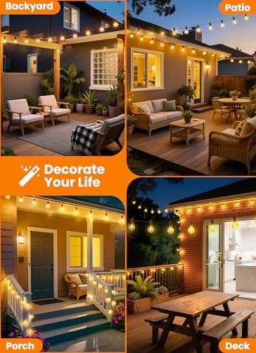 SmartDawn 100FT 52 LED Bulbs Outdoor String Lights, G40 Shatterproof String Lights, IP65 Waterproof Connectable Outside Patio Light for Backyard Porch Balcony Garden Decor Christmas Camping Gazebo