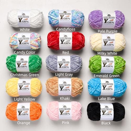 Plush Chenille Chunky Yarn - Fluffy Velvet Yarns Crochet for Blanket Knitting and Crocheting - Soft Baby Yarn for Crocheting - Amigurumi Crochet Yarns 100g (87yds) (Rainbow) — view 3
