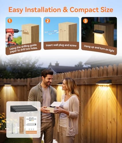 LETMY Solar Fence Lights Outdoor Waterproof, 8 Pack Warm White & 9 Fixed Colors & Color Changing Fence Lights Solar Powered, Solar Lights Outdoor Fence for Outside Backyard Railing Patio Wall Deck — view 2