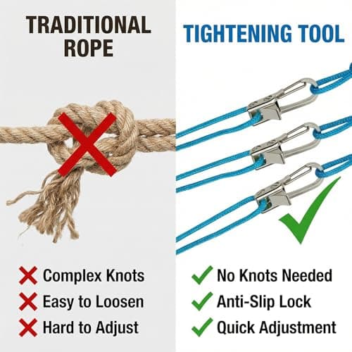 6 Pack Rope with Roller Tensioner for Easy and Secure Tying,2026 New Heavy Duty Retractable Buckle Rope with Accessory Cord for Camping Boating Home Storage Outdoor Use — view 2