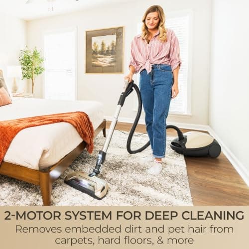 Kenmore Elite 700 Series Bagged Canister Vacuum with 2-Motor System, Powerful Suction, HEPA Filter, Pet PowerMate for Pet Hair, Thick Carpet, Hard Floors, Stairs and More, Gold
