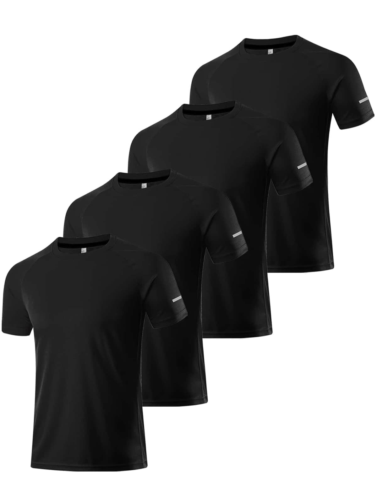 Paquete de 4 camisetas de manga corta para hombre, de secado rápido, cuello redondo, atlético, correr, gimnasio, entrenamiento, camiseta de manga corta — view 5
