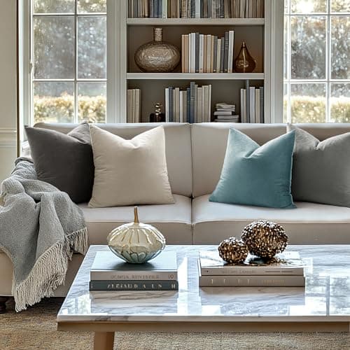 MIULEE Pack of 2 Velvet Decorative Throw Pillow Covers 20x20 Cream White