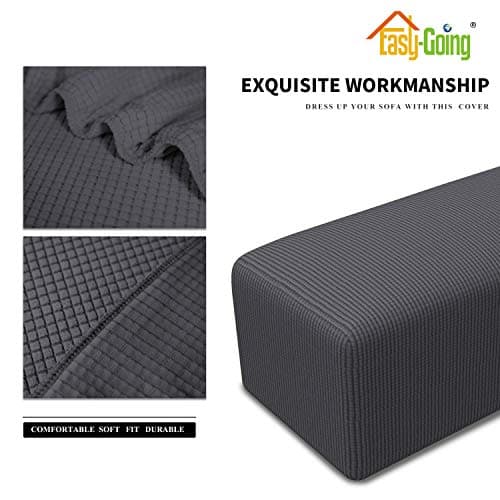 Easy-Going Stretch Ottoman Cover Length 20-30in Folding Storage Stool Furniture Protector Soft Rectangle slipcover with Elastic Bottom(Ottoman Small,Dark Grey) — view 4