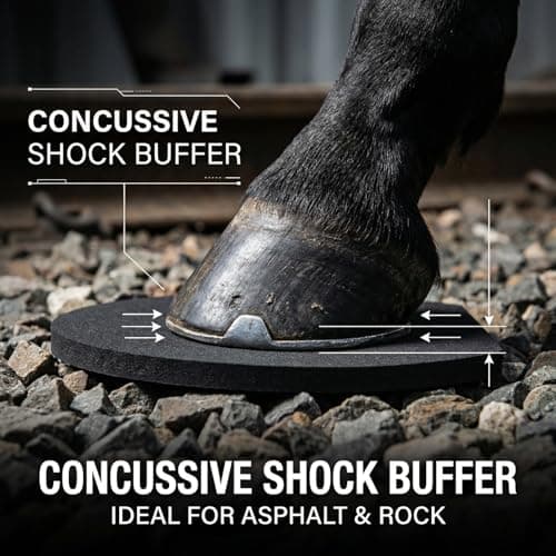 Horse Hoof Balance Pads Trim to Fit Boot Inserts Shock Absorbing Cushion for Asphalt & Rocky Terrain Supportive Pads for Sensitive Hooves & Barefoot Transition 12mm Thick Black 1 Pair — view 2