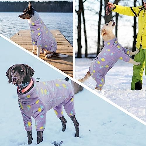 ROZKITCH Dog Fleece Coat, Pet Windproof Warm Cold Weather Jacket Vest with Luminous Zipper, Jumpsuit Apparel Outfit Clothes for Small Medium Large Dog Geometry L — view 5