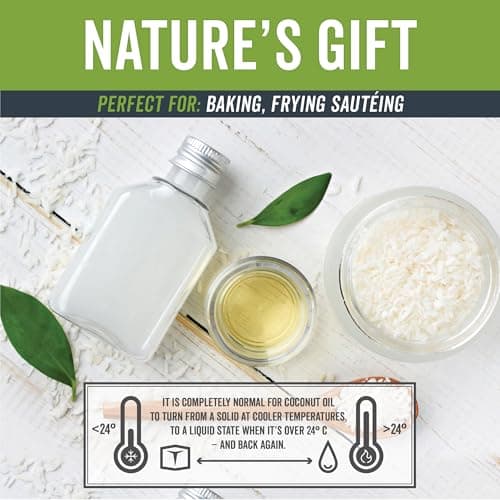 Viva Naturals Organic Virgin Coconut Oil, 32 fl oz (946 mL) – Coconut Oil for Hair, Skin, Cooking & Baking – Cold-Pressed, Unrefined & Non-GMO – Keto & Paleo Certified – BPA-Free Jar — view 3