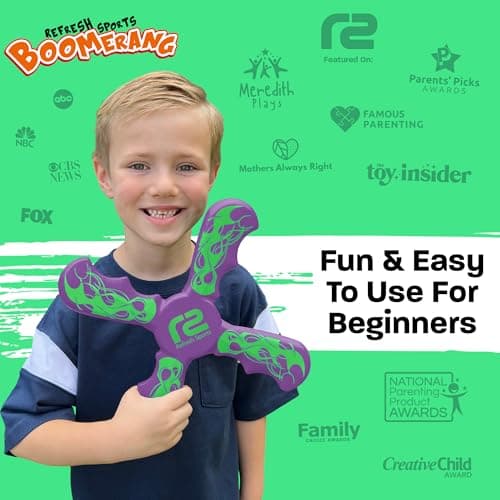 Foam Boomerang - Fun Outdoor Summer Gift for Kids All Ages - Easy to Use, Soft & Safe - 2026 Top Beach Toy - Indoor Outdoor Toys for Kids Ages 3 4 5 6 7 8 9 10 11 12 + Year Old Gifts for Girls
