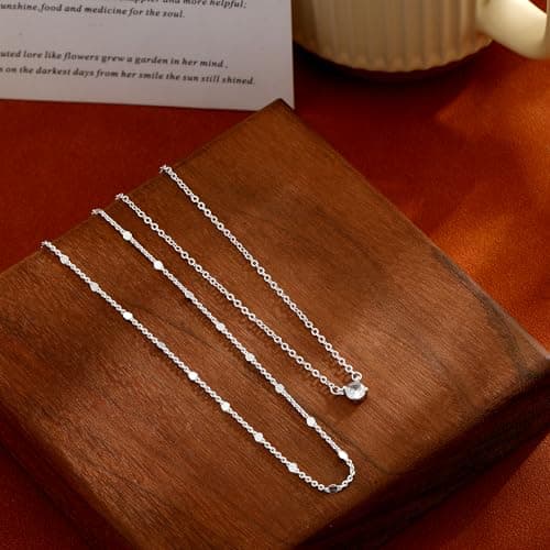 Coshilta Layered Silver Necklace for Women Trendy，Dainty 14K Silver Plated CZ Pendant Layered Gold Necklaces Set Choker Necklaces Simple Cubic Zirconia Necklace Stack Chain Jewelry Gift — view 3