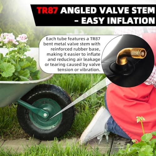 AR-PRO 11x4.00-4 Replacement Inner Tubes with TR87 Bent Valve Stem – Butyl Rubber Tire Tubes for Hand Truck, Lawn Mower, Wheelbarrow, Garden Cart – Fits 4.10/3.50-4 Tires (2 Pack) — view 3