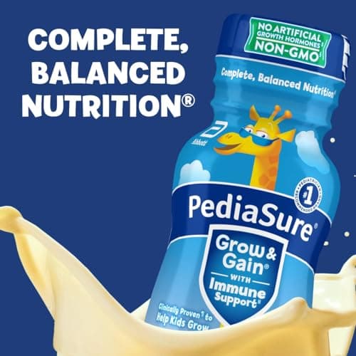 PediaSure Grow & Gain with Immune Support, 27 Vitamins & Minerals for Kids, 7g Protein, Non-GMO, Gluten-Free, Banana, 8-fl-oz Bottle, Pack of 24 — view 4