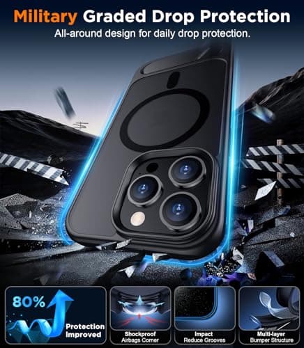Temdan Magnetic Compatible with iPhone 15 Pro Max Case, [Built-in Invisible Kickstand][Compatible with MagSafe] [Military Grade Shockproof] Slim Translucent Matte Phone Case for iPhone 15 Pro Max 6.7" — view 3