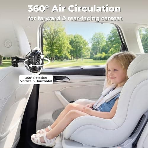 AMACOOL Battery Operated Stroller Fan, Baby Travel Essentials for Beach Disney, Newborn Boy & Girl Showers Gifts Registry Search, Rechargeable Clip On Fan for Car Seat Wagon Crib Bike Treadmill — view 4