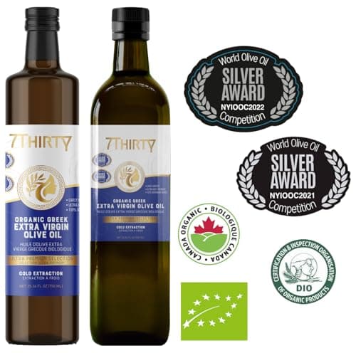 New 2025 Harvest | High Phenolic | Hydroxytyrosol | Early Harvest | 7Thirty Ultra Premium Greek Organic Extra Virgin Olive Oil | Polyphenol-Rich | First Cold Pressed | Single-Estate | Unfiltered | Raw (Dark750ml)